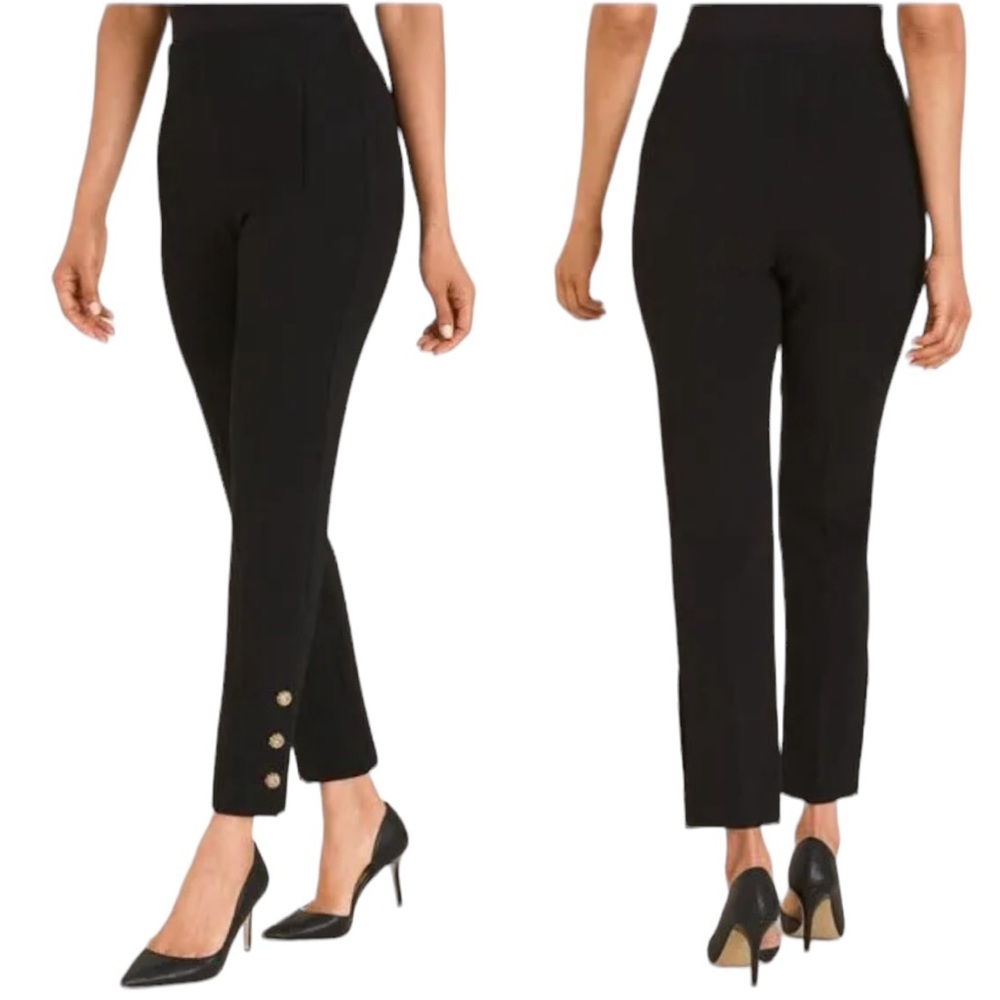 Chico’s So Slimming “Juliet” Slim Leg Ankle Pants w/ Embellished Buttons NWT